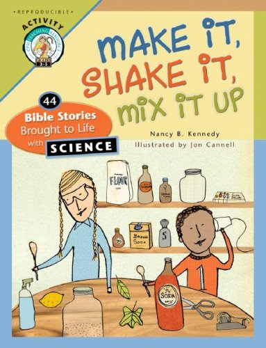 Book cover of 'Make It, Shake It, Mix It Up' with illustrations of children in a kitchen setting.