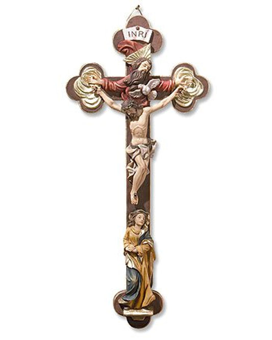 Decorative crucifix with artistic design on a white background