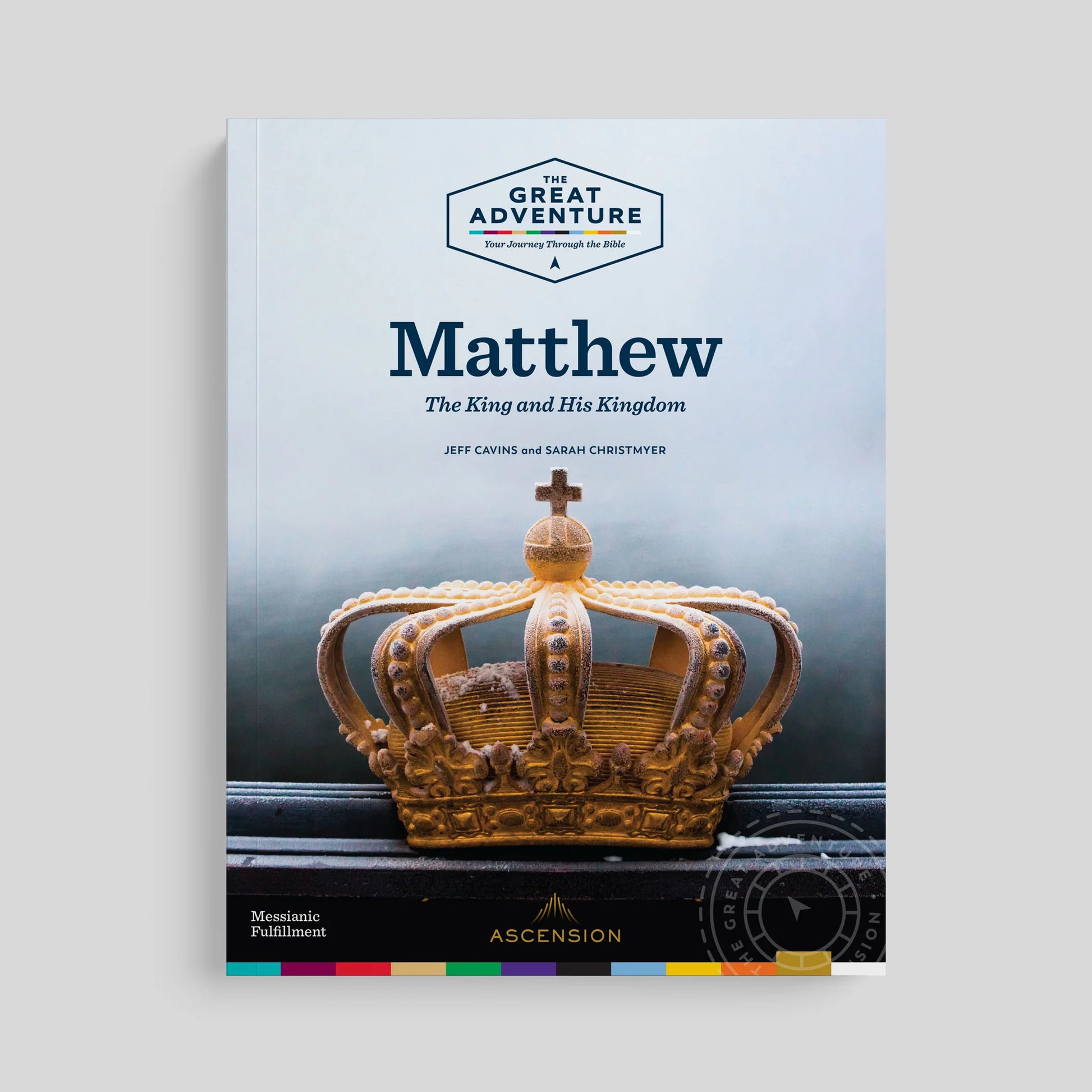 Book cover titled 'The Great Adventure: Matthew' with a crown on a gray background