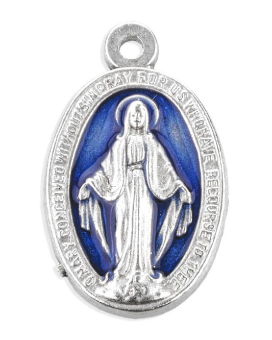 Pendant with religious figure on a blue background