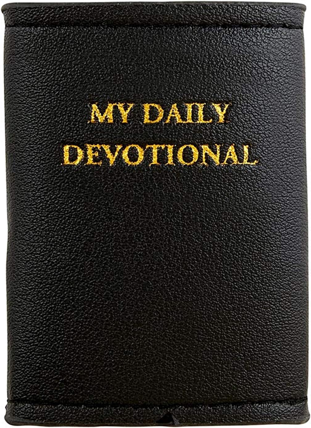 Black leather cover with 'My Daily Devotional' text in gold on a black background