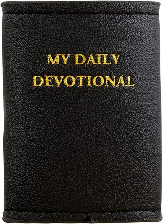 Black leather cover with 'My Daily Devotional' text in gold on a black background