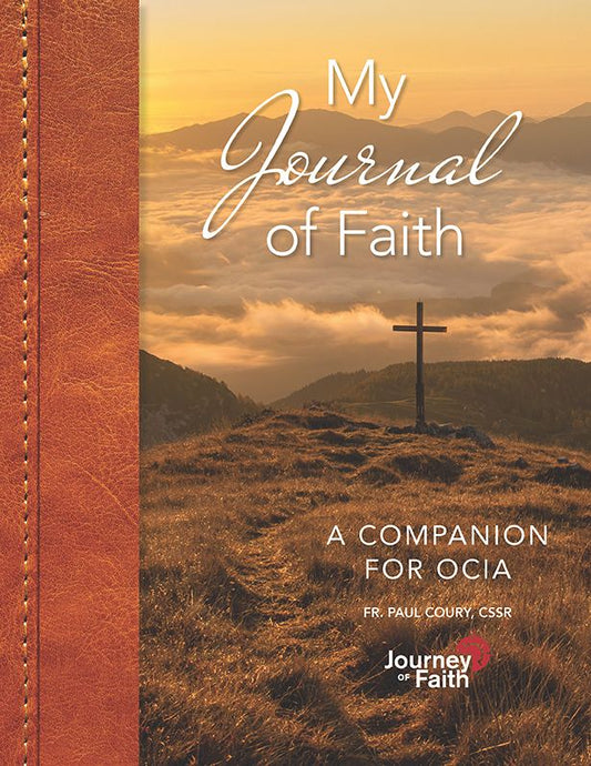 Journal of Faith with cross on mountain design