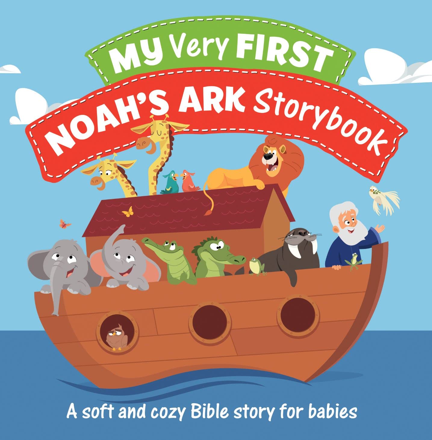 Cover of 'My Very First Noah's Ark Storybook' featuring a colorful illustration of animals and Noah inside a large ark.