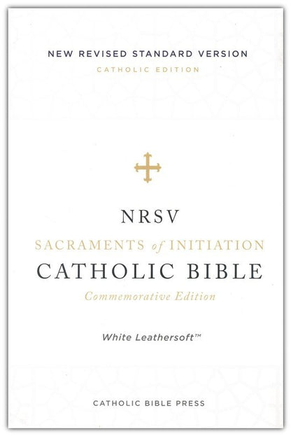 Cover of NRSV Catholic Bible with white leather soft finish