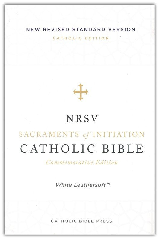 Cover of NRSV Catholic Bible with white leather soft finish