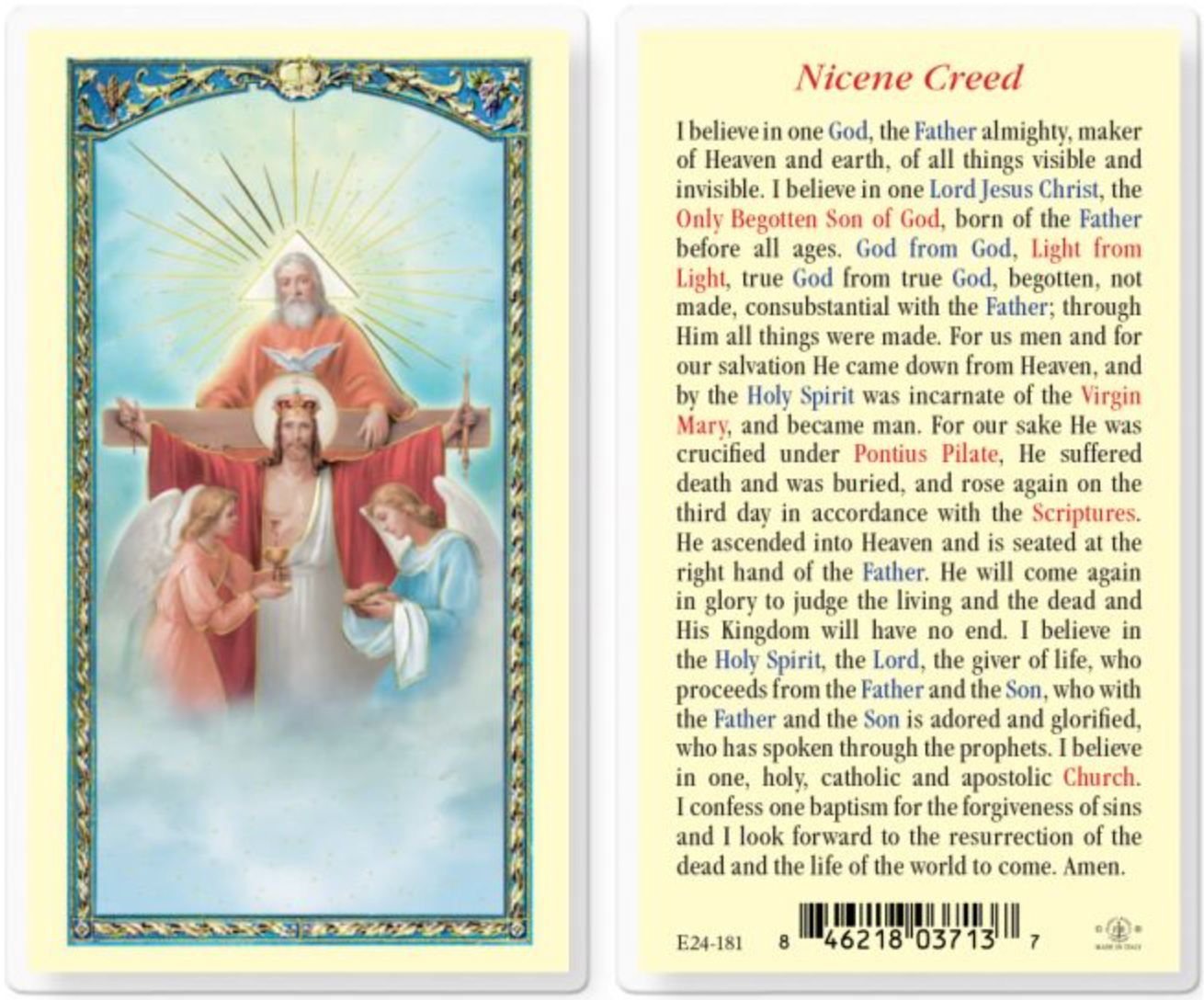Nicene Creed Holy Card