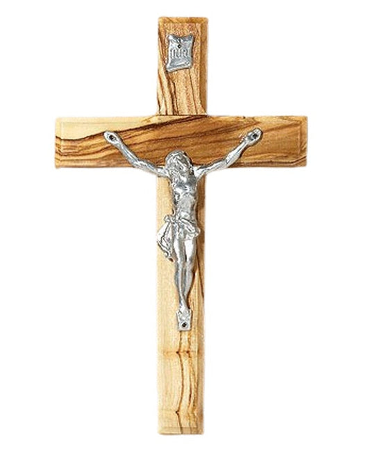Olive Wood Wall Crucifix 4"