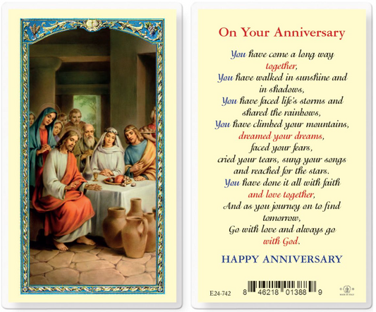 Anniversary card with religious scene and anniversary message