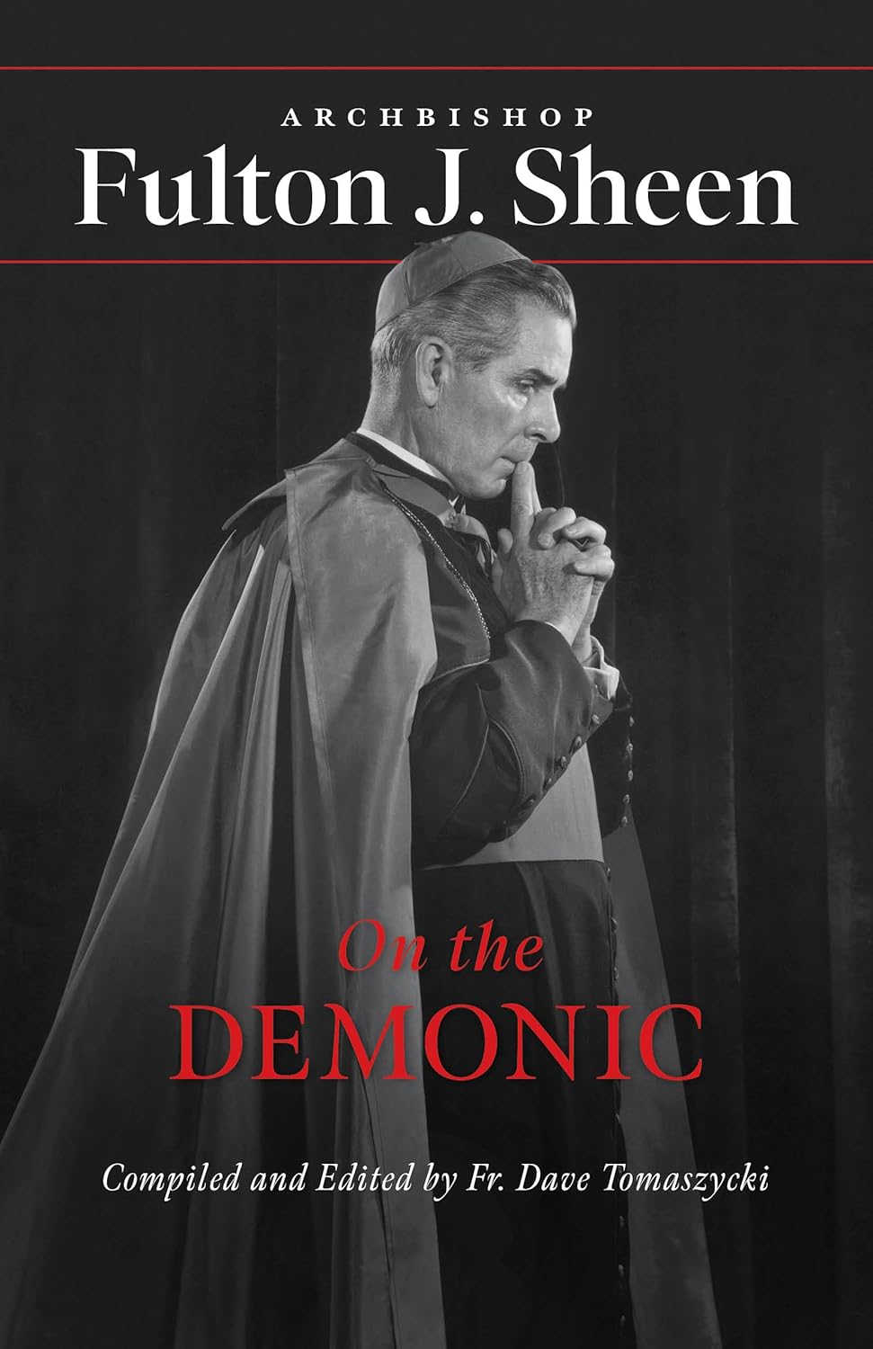 Book cover of 'On the Demonic' by Archbishop Fulton J. Sheen with a black and white photo of a man in religious attire.