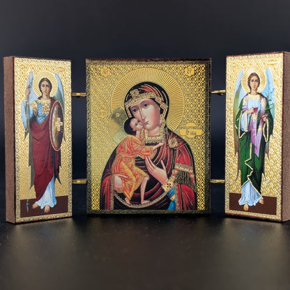 Aimant icône triptyque de la Mère de Dieu Féodorovskaïa