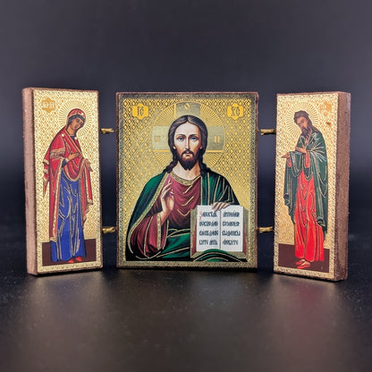 Imán de Icono Tríptico de Cristo Pantocrátor
