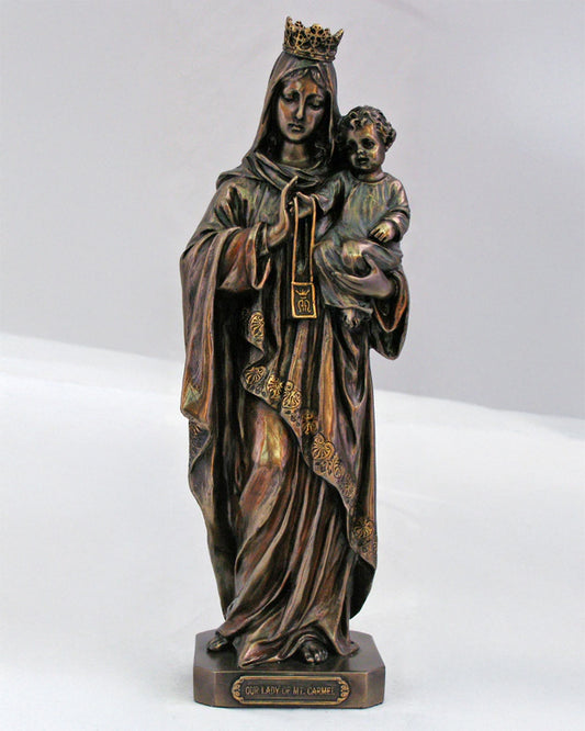 Our Lady of Mount Carmel Bronze-Painted Statue 10"