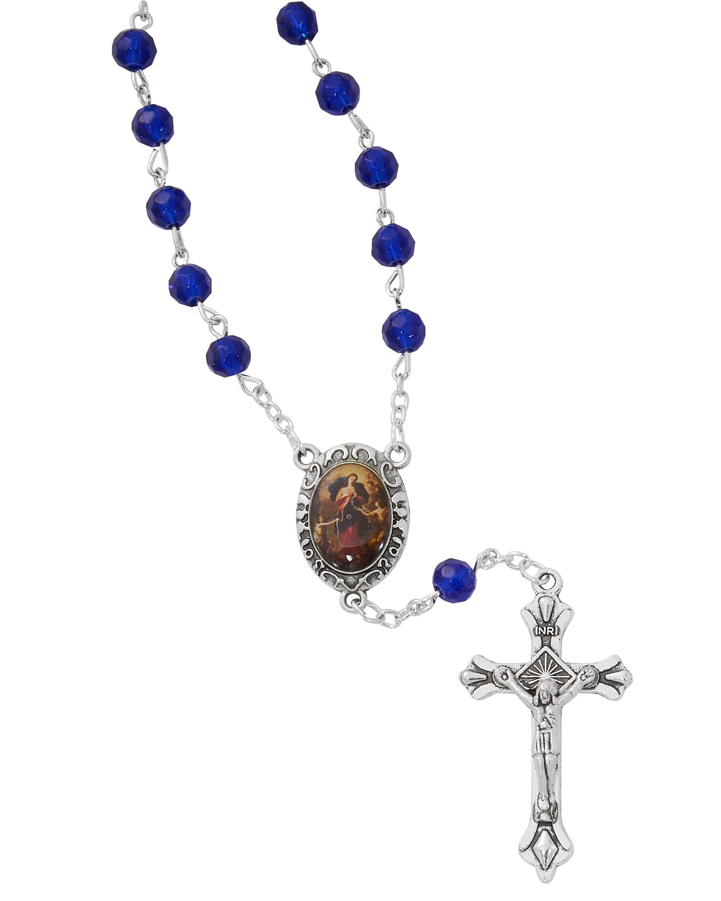 Our Lady Undoer of Knots Sapphire Auto Rosary 6mm