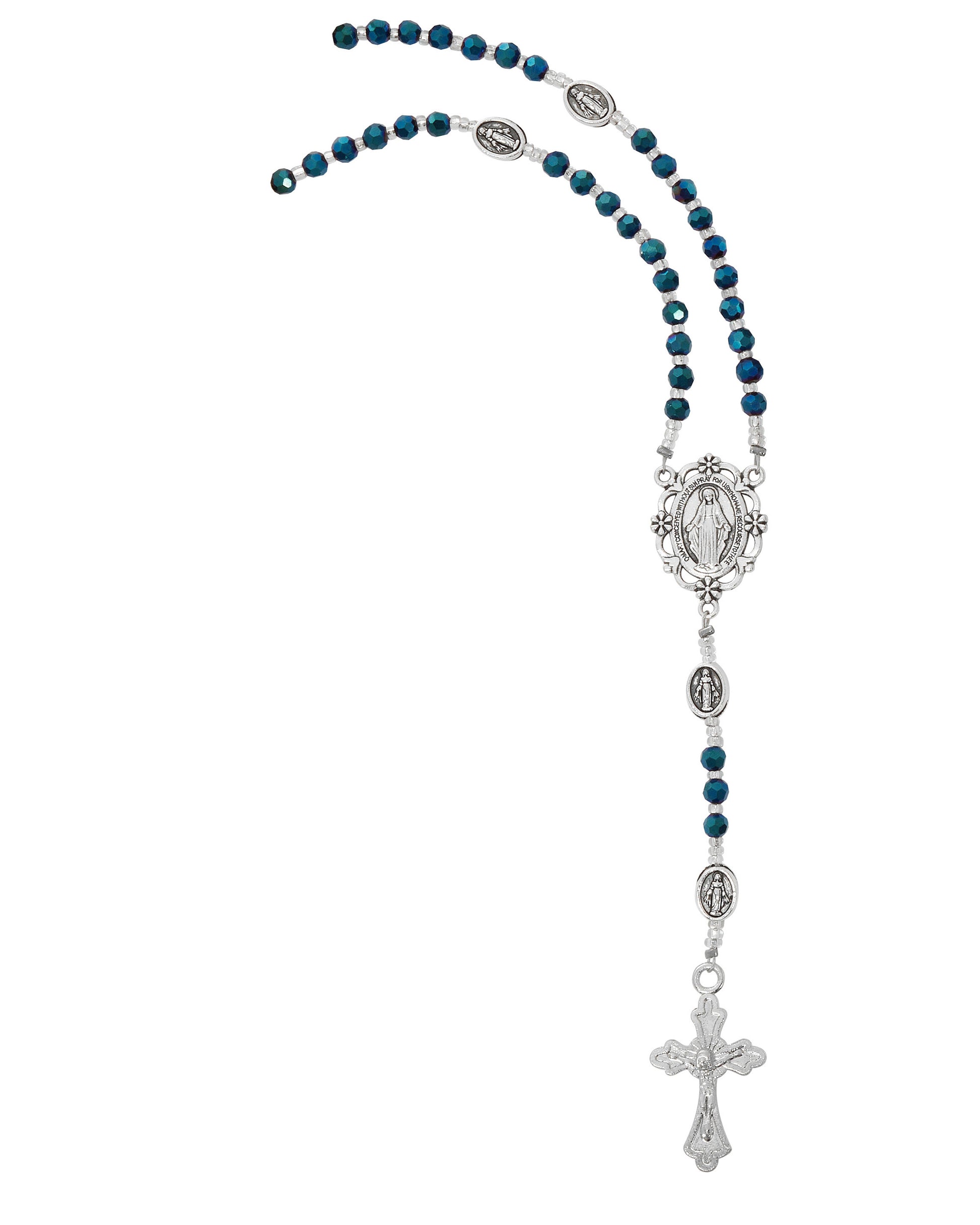 Blue Crystal Rosary Necklace