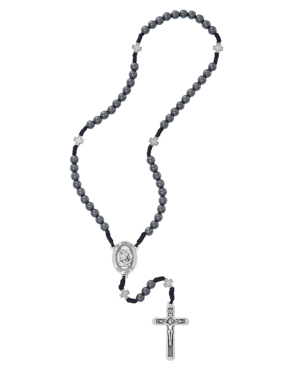 6mm Hematite Corded St. Michael Rosary