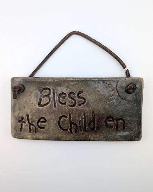 Bless the Children Hanging Wall Plaque  2.5" x 5.5"