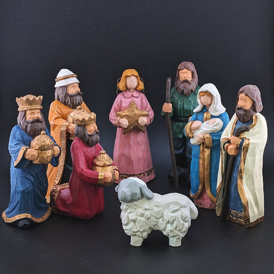 6" Scale Nativity Set – Handcrafted Look Ceramic Figures (8 Piece Set)