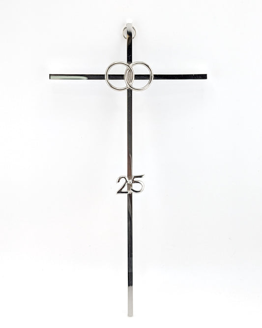 25th Anniversary Silver Thin Wall Cross