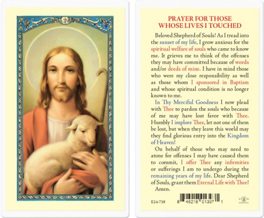 Prayer for Whose Lives I Touch Holy Card
