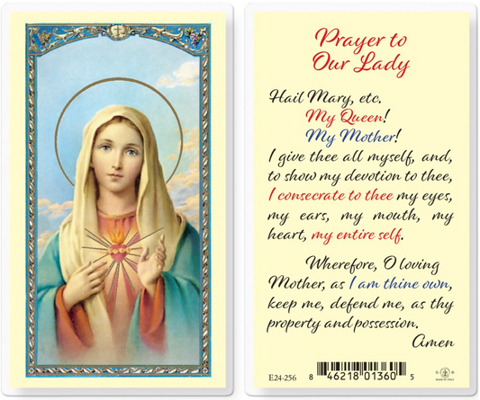 Prayer card with image of a religious figure and text on a white background