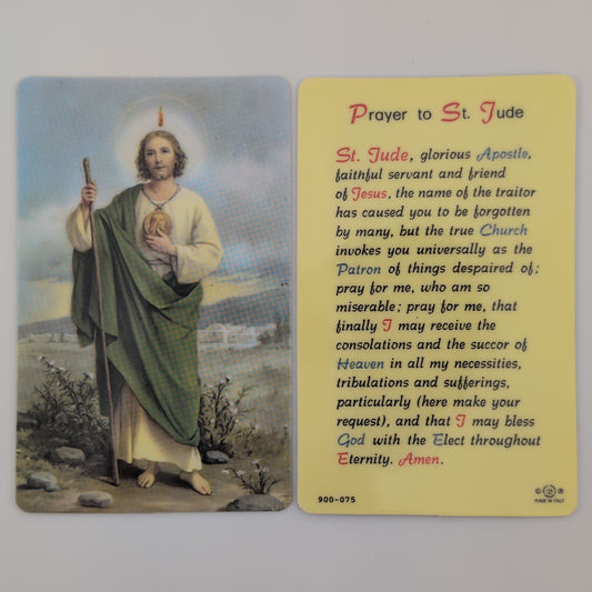 Two cards featuring a religious illustration and text on a light gray background