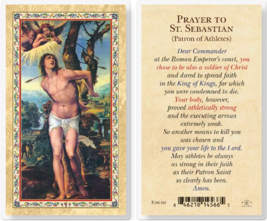 Prayer to St. Sebastian (Patron of Athletes) Holy Card