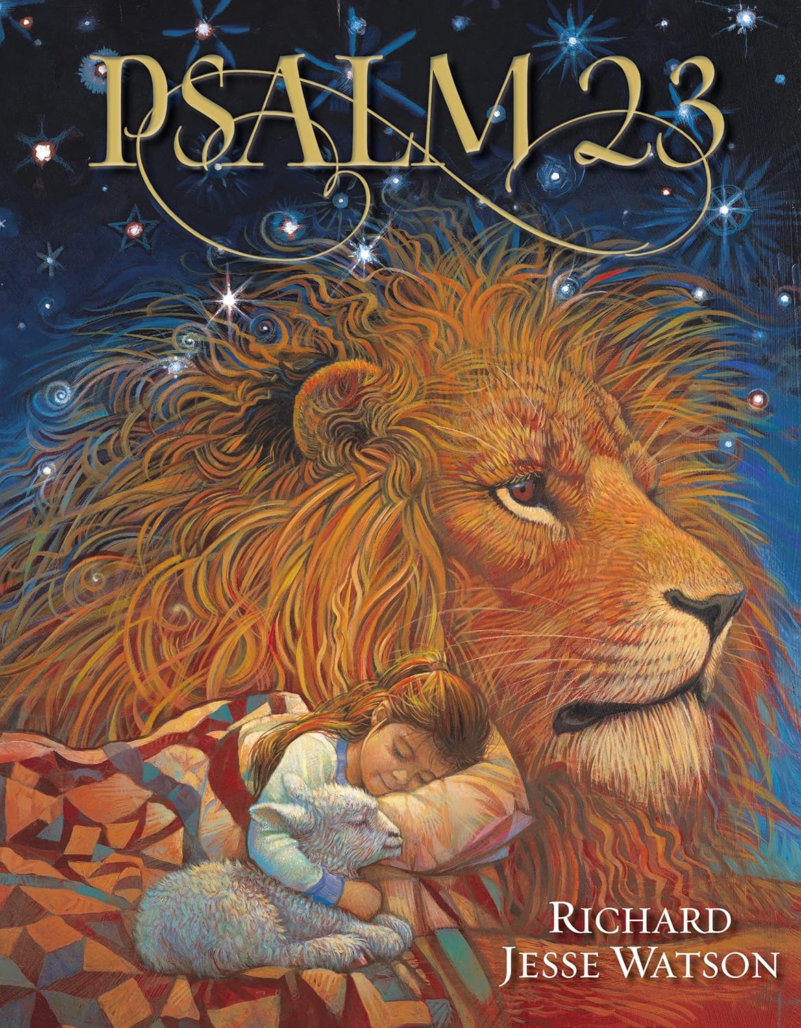 Cover of 'Psalm 23' with a lion and child illustration, featuring Richard Jesse Watson's name.