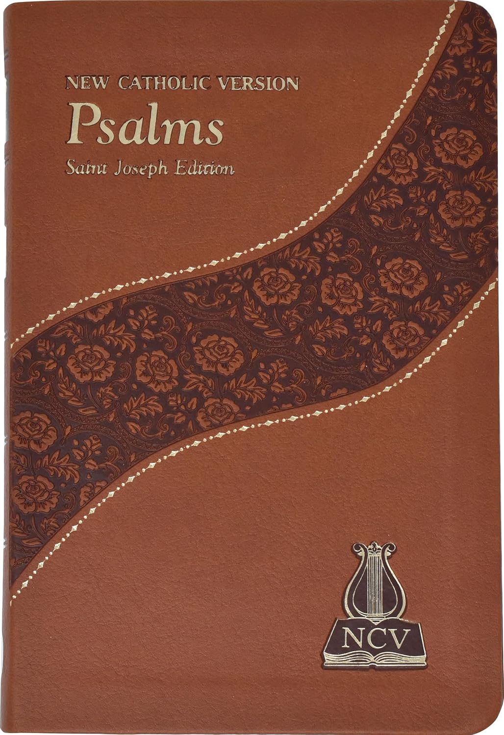 Brown book cover with floral design and NCV logo, titled 'Psalms' from New Catholic Version