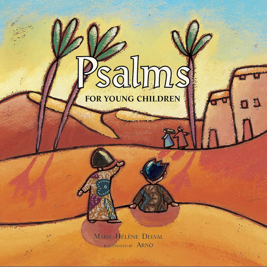 Book cover of 'Psalms for Young Children' with desert scene and two figures.