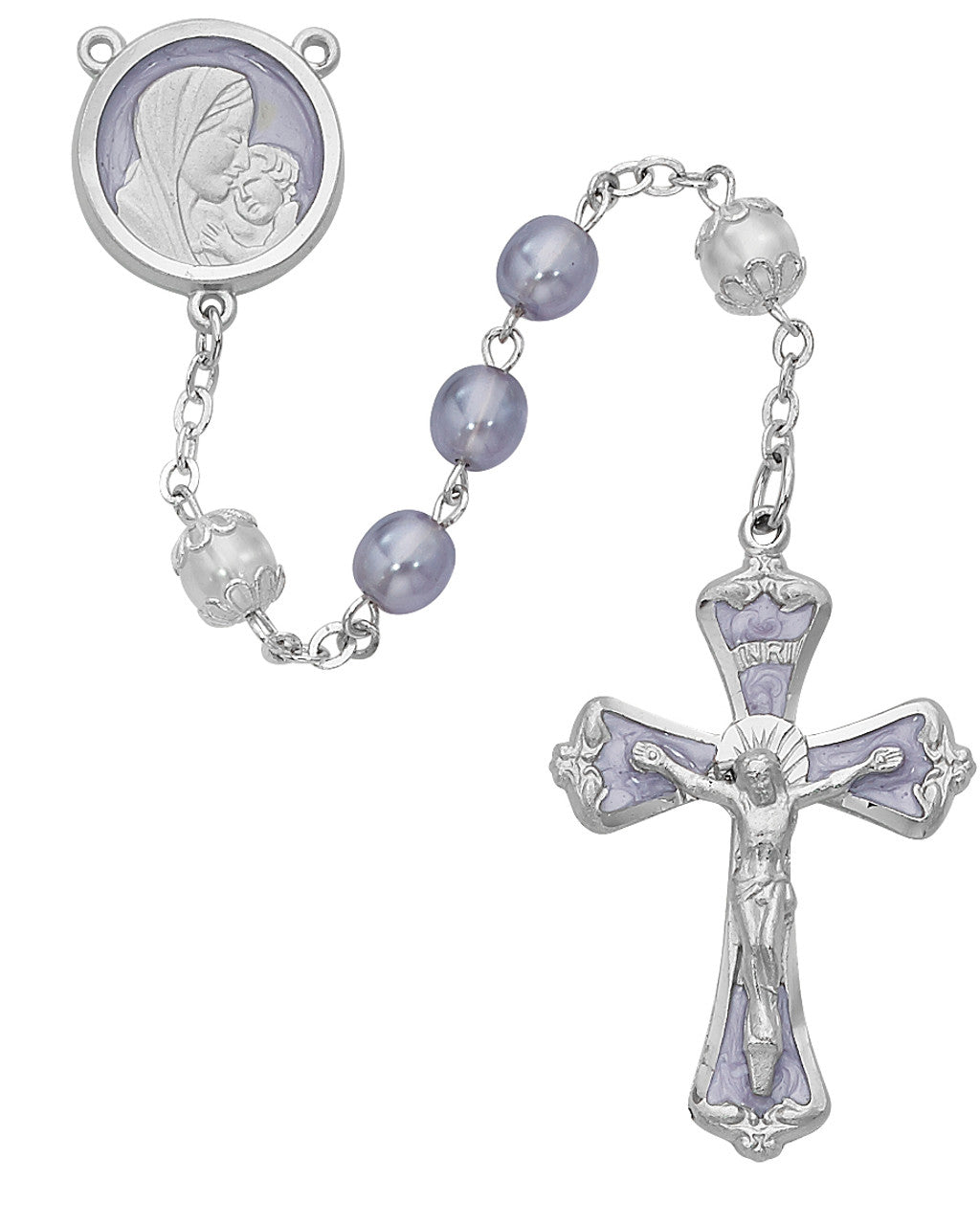 Lavender Pearl Mother and Child Rosary