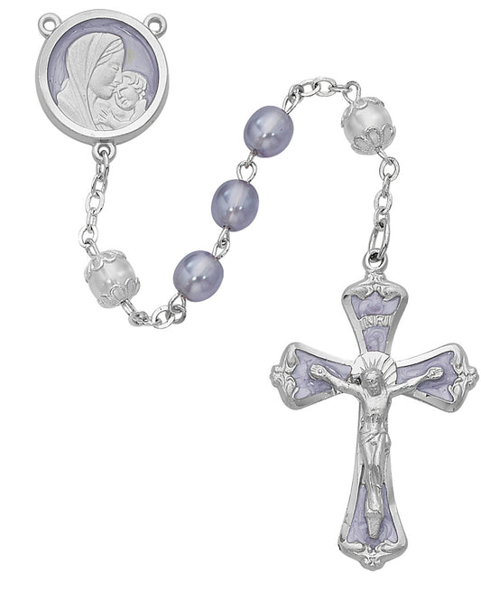 Lavender Pearl Mother and Child Rosary