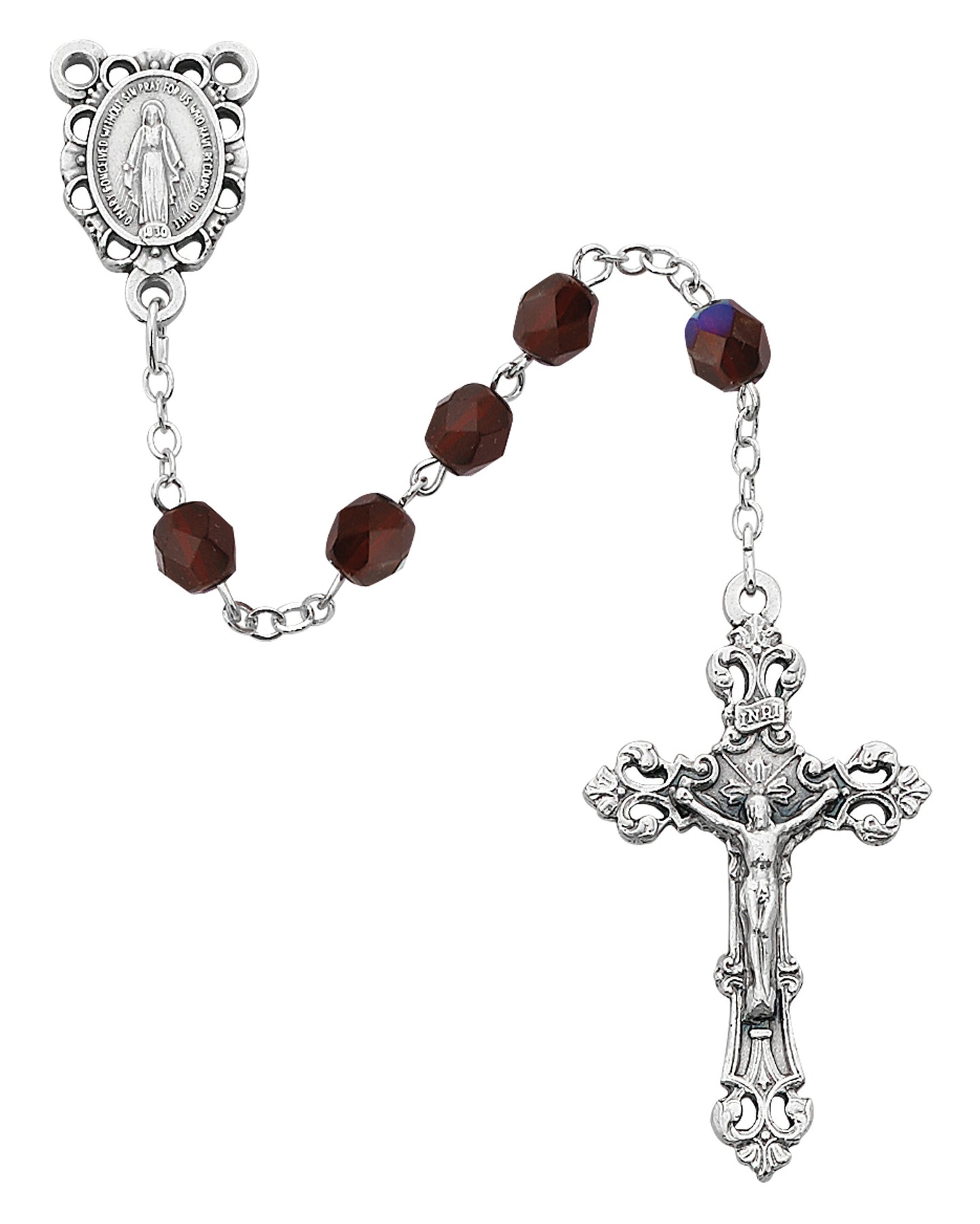 Birthstone Rosary: Dark Red Glass (January)