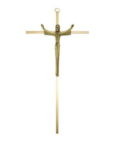 Gold crucifix on a white background