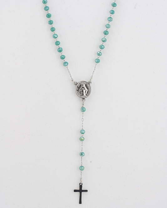 Chapelet collier aigue-marine et argent
