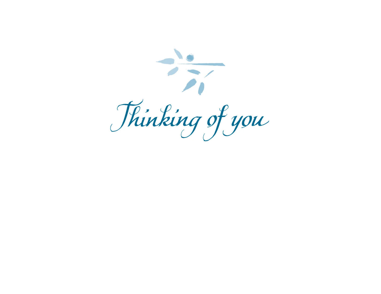 Text 'Thinking of you' with a decorative element on a white background