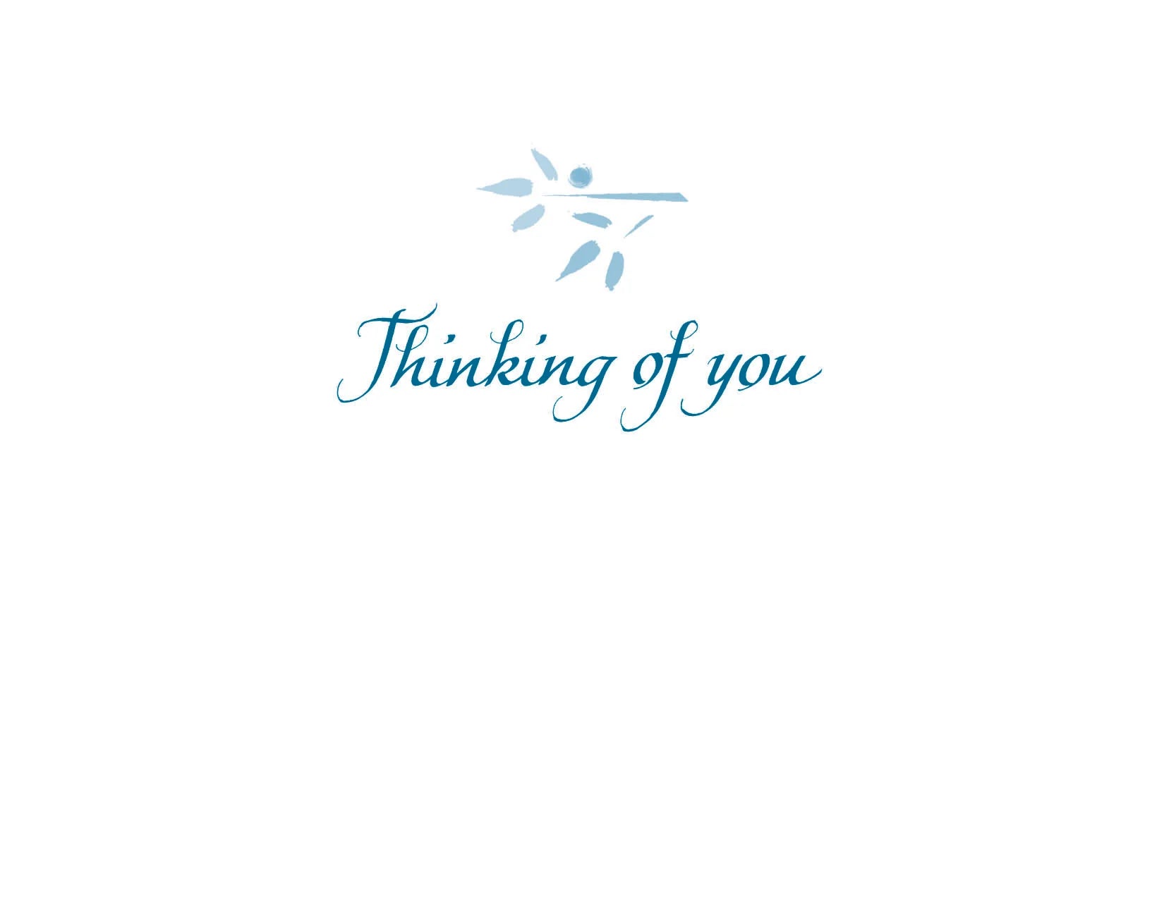 Text 'Thinking of you' with a decorative element on a white background