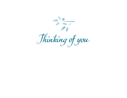 Text 'Thinking of you' with a decorative element on a white background