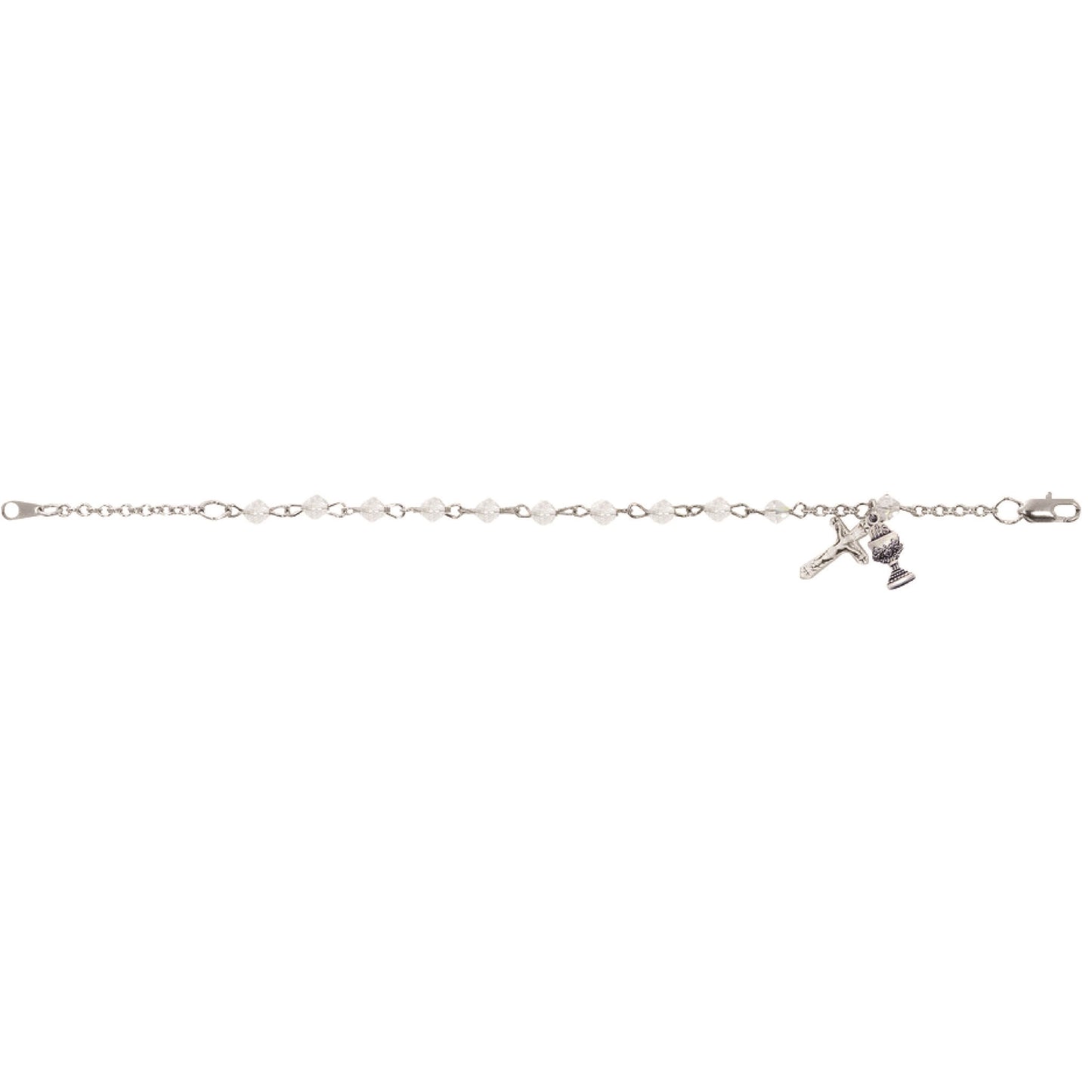 Bracelet en perles de cristal avec breloque calice de communion