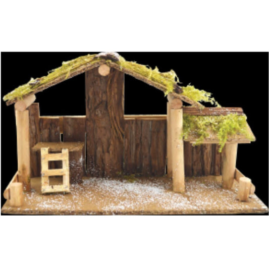 Wood Stable with Grass for Nativity Scene 9x16"
