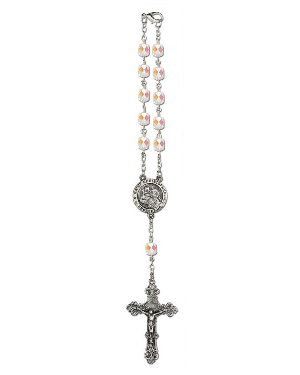 Crystal Deluxe Auto Rosary with Traveller's Prayer