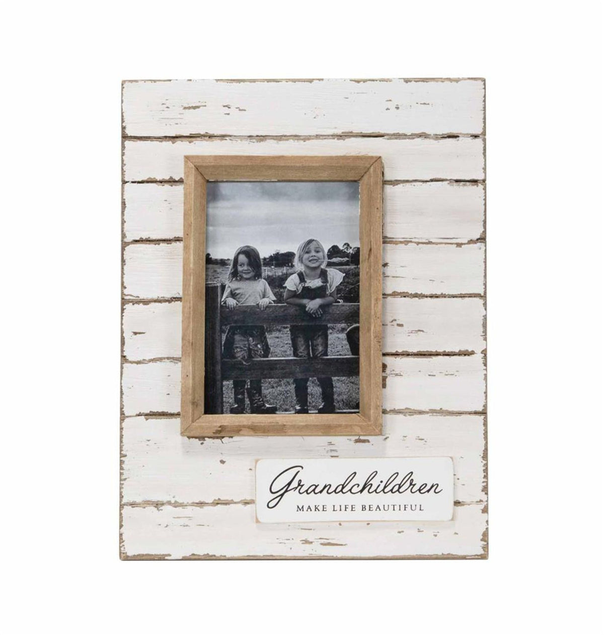 Distressed Wood Grandchildren Photo Frame 4x6"
