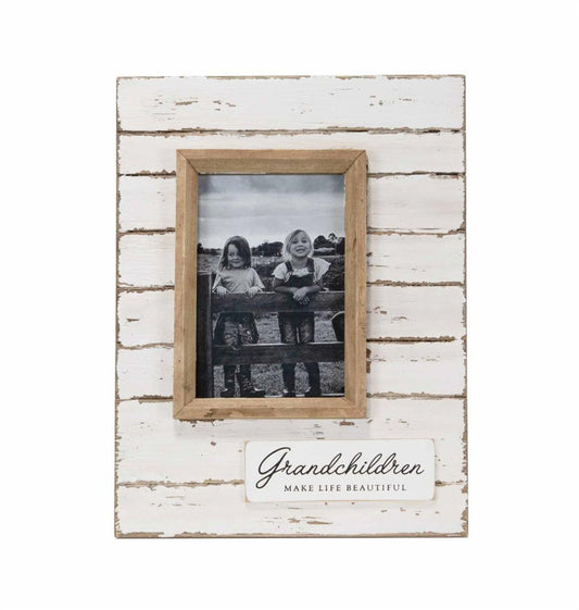 Distressed Wood Grandchildren Photo Frame 4x6"