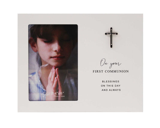 Cadre photo Première Communion blanc 10x15cm
