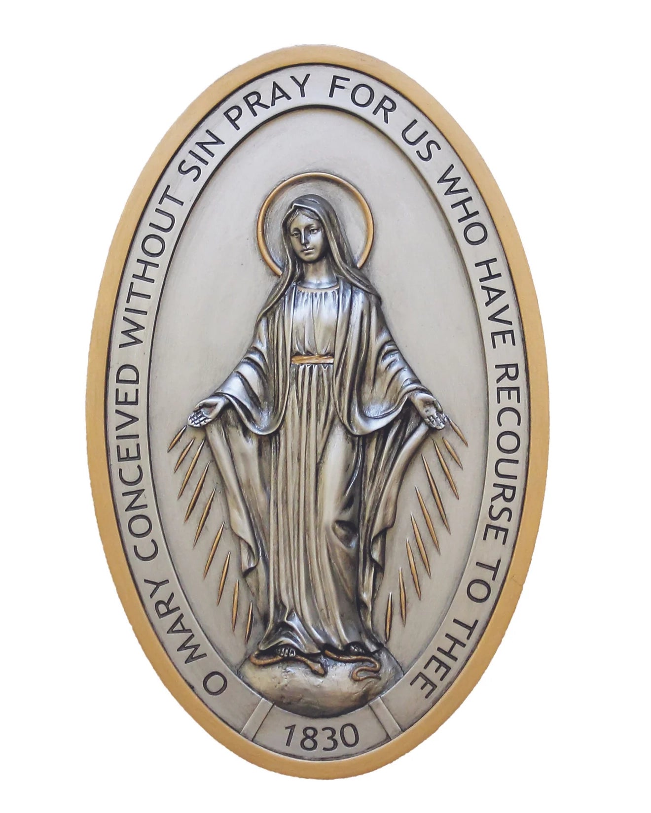Placa de pared Milagrosa de peltre 5x8"