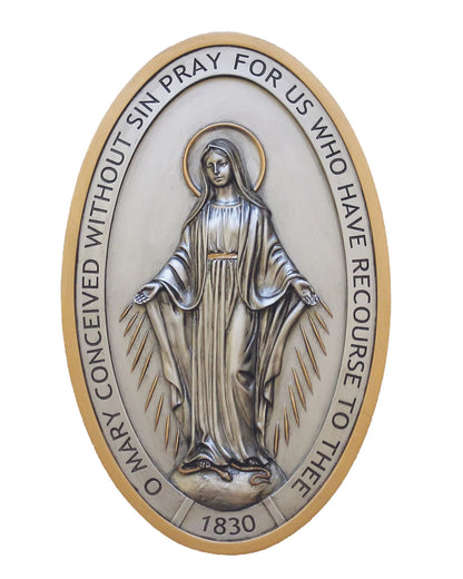 Placa de pared Milagrosa de peltre 5x8"