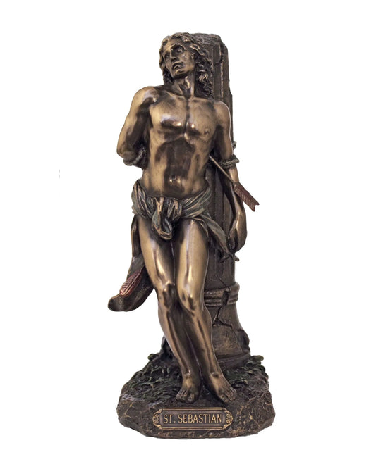 St. Sebastian Statue with Bronze Painted Finish 8"