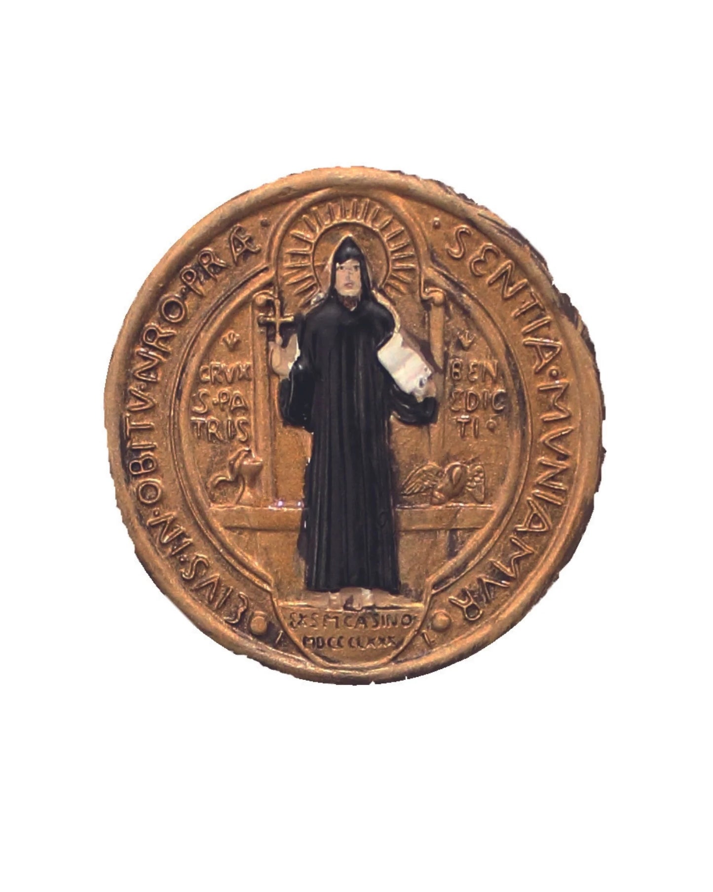 St. Benedict Hand-Painted Crucifix with Medal 11"