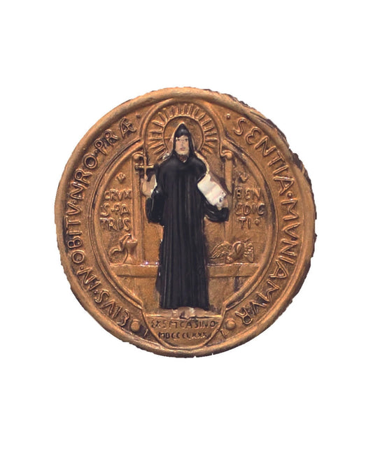 Crucifijo de San Benito pintado a mano con medalla de 28 cm