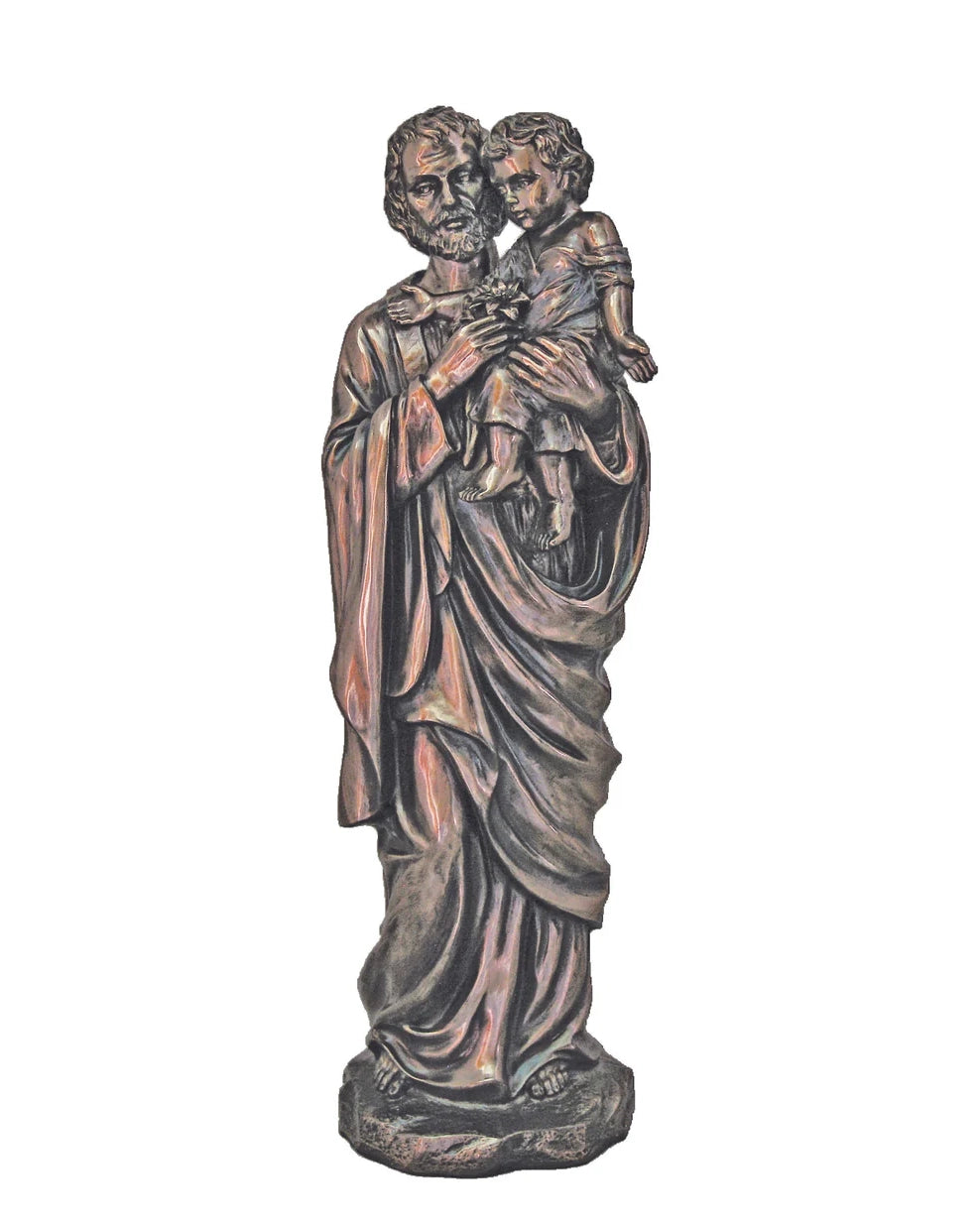 St. Joseph with Child Bronze-Painted Statue 11"